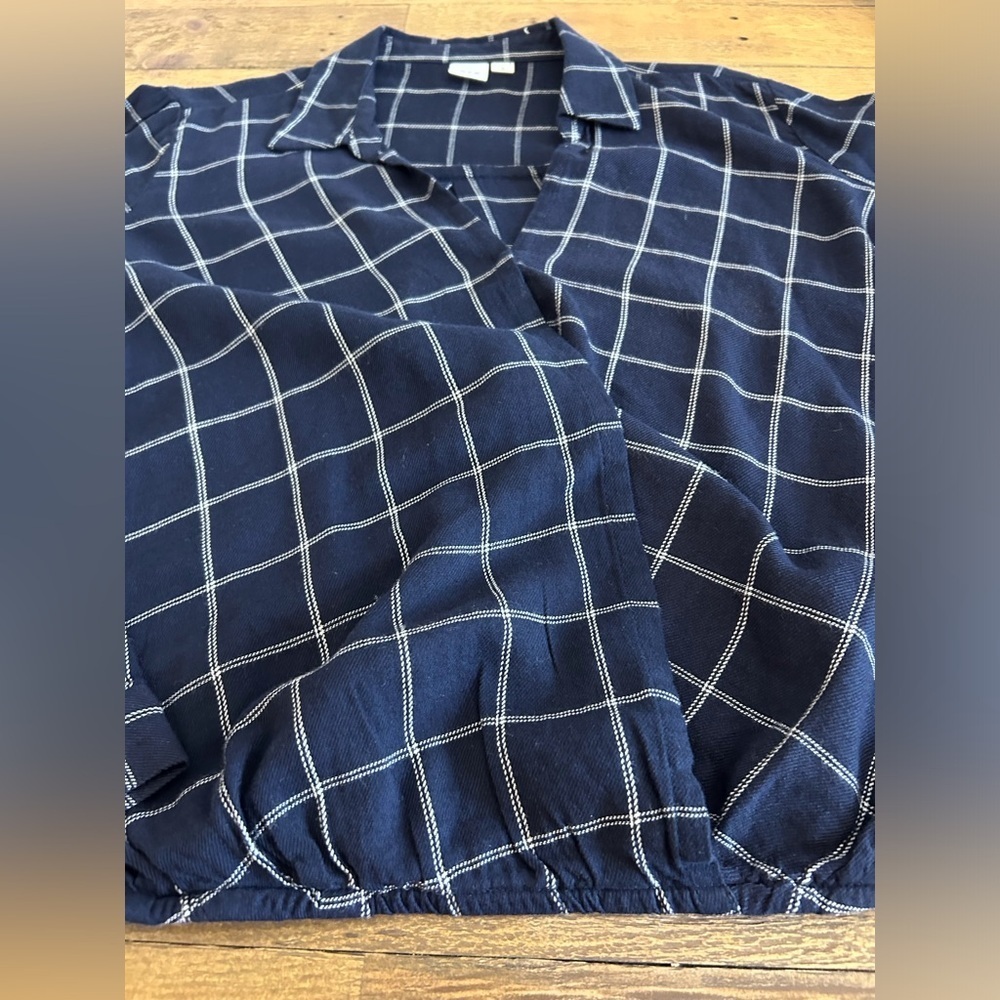 GAP Flannel Blue Buffalo Check Lightweight Long Sleeve - Picture 6 of 12